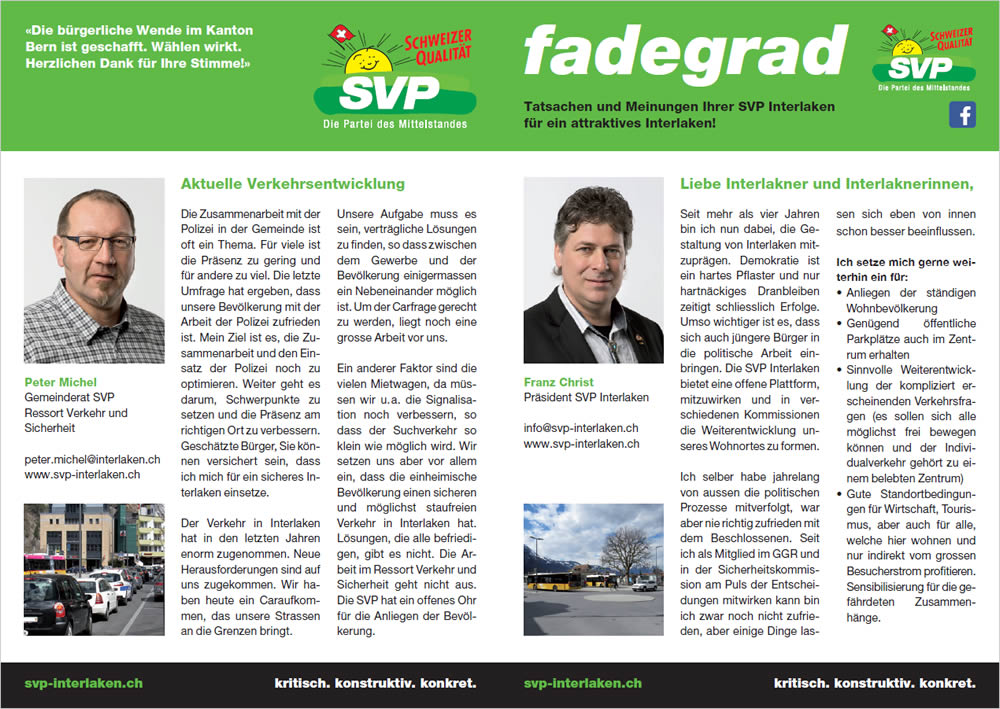 Fadegrad der SVP Interlaken - Ausgabe 1/16